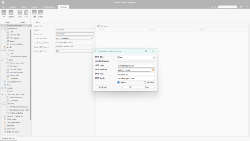 Configuration SMTP Account