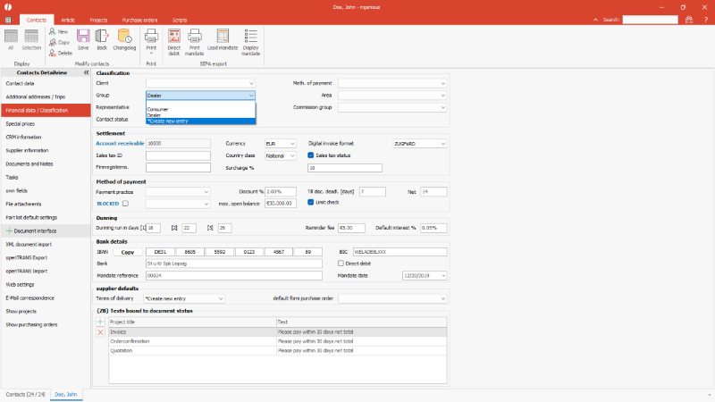 Add a selection list entry
