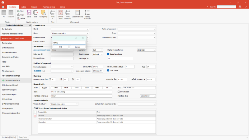 Name a new selection list entry