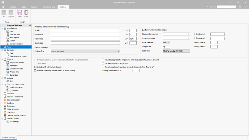 Presetting of the position text for the item-based surcharge