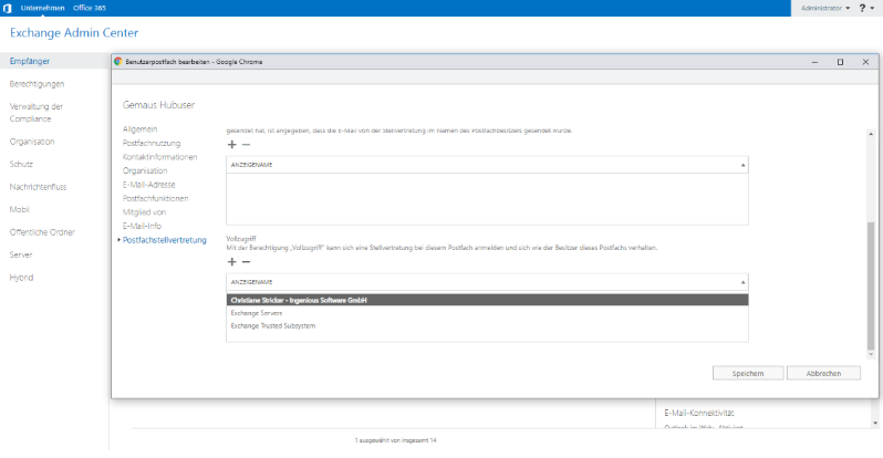 Set Exchange rules for service account representative
