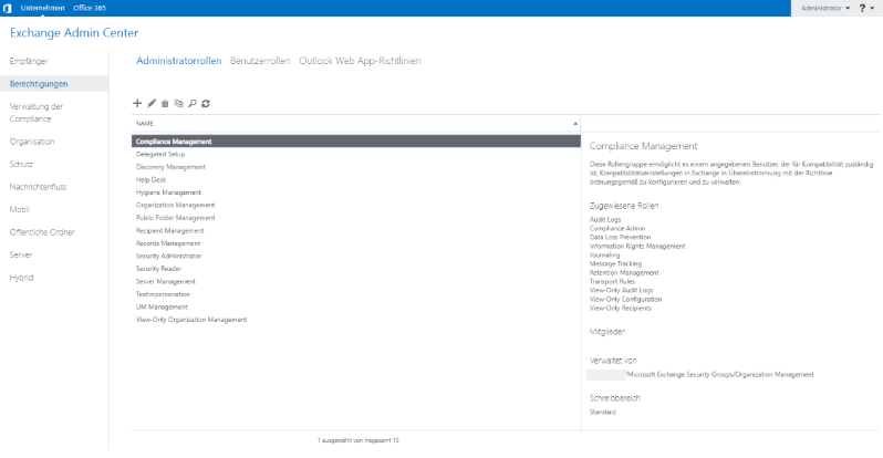 Create administration role in Exchange